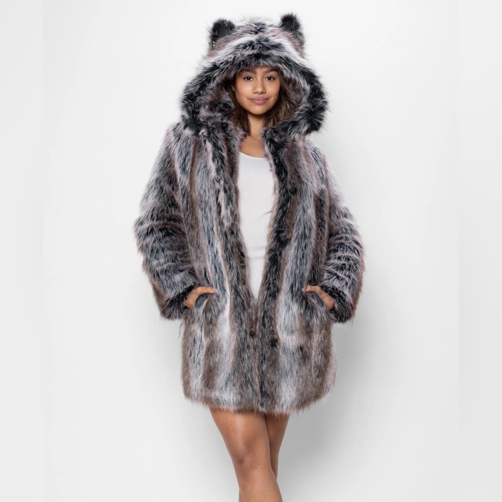 SpiritHoods Grey Wolf Faux Fur Coat